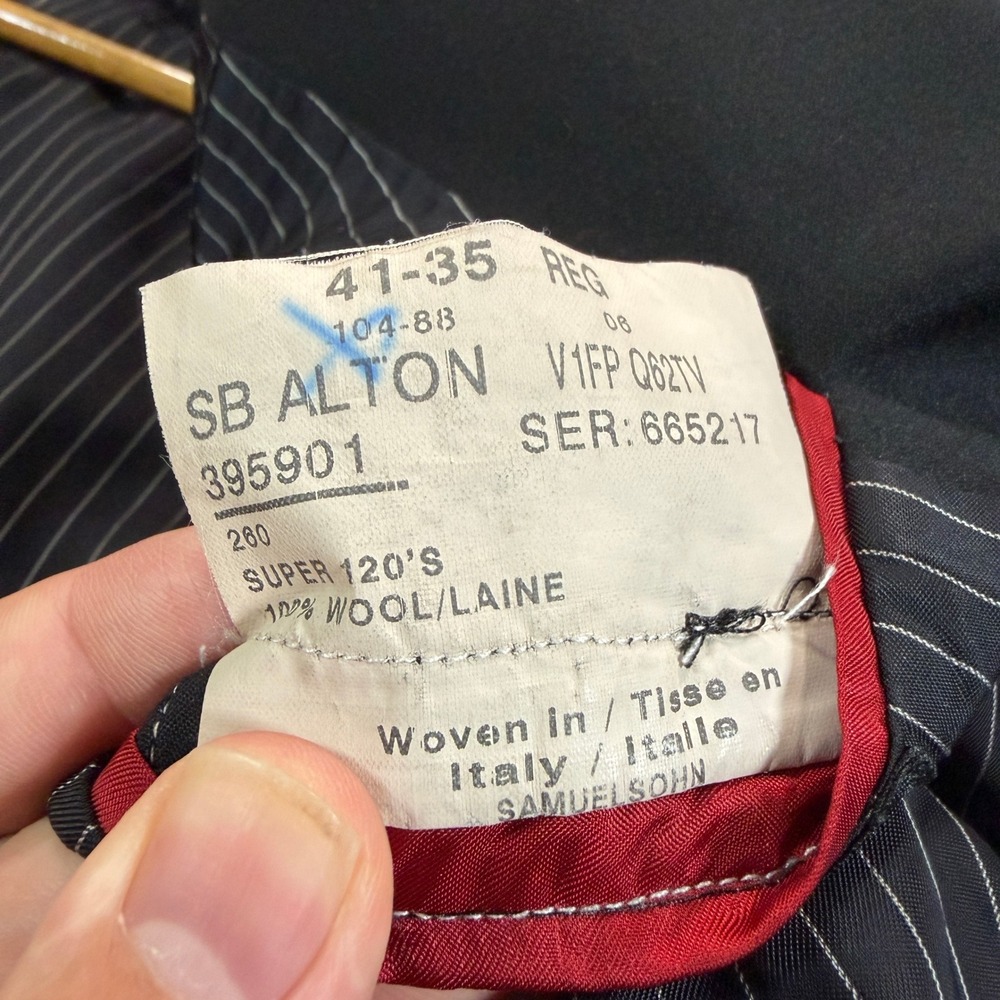 Samuelsohn Mens 41S SB Alton Black Super 120s Wool Peak Lapel Tuxedo Sport Coat - Picture 5 of 13